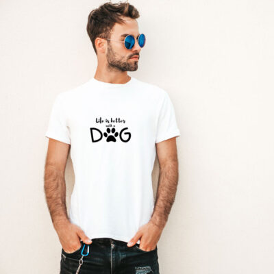 Man white tshirt 113335 Life Is Better With A Dog.png